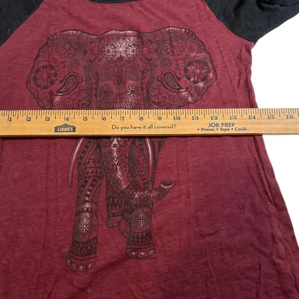 L.O.L. Vintage Elephant Women Size S Long Tee Bohochic Boho Yoga Earthy Hippie - Picture 2 of 5